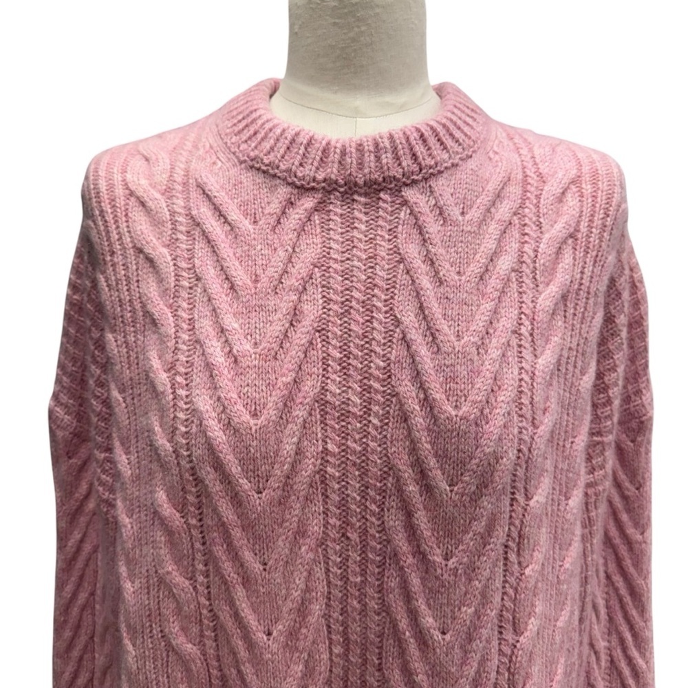 J Crew Cable Knit Tunic Sweater  Cashmere Mohair Womens Size S Pink Oversized - Picture 2 of 14